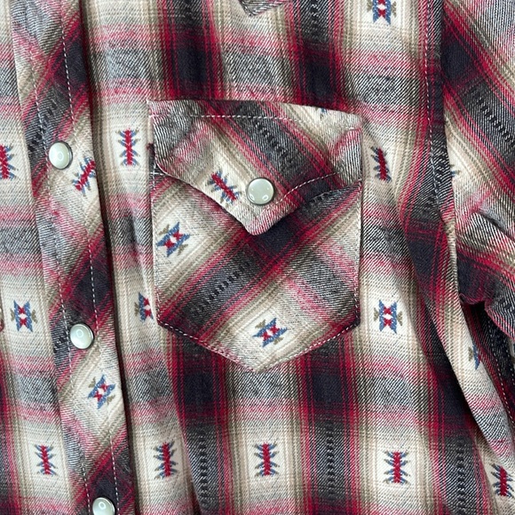 Ralph Lauren Denim & Supply Tan Red Western Plaid Flannel Buttondown Size XS - Picture 2 of 9